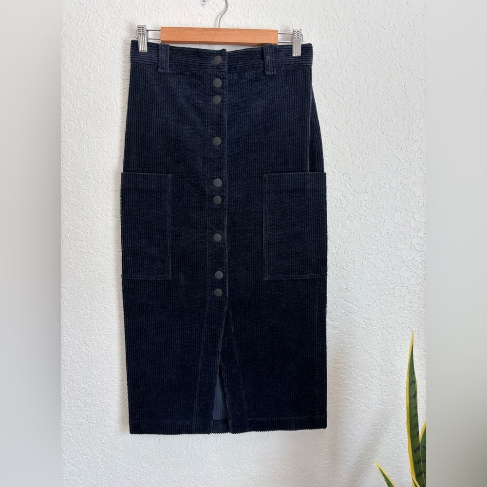 Bimba Y Lola Navy Blue Corduroy Midi Skirt Size 36 / US 4
